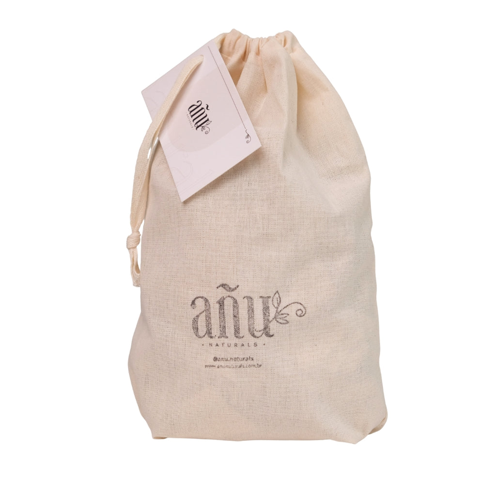 Kit Presente Añu - Saquinho Algodão Cru + Sacola Kraft Folhagem