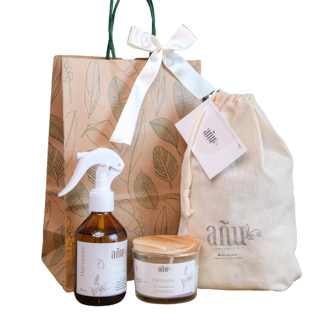 Presente Añu Harmonia - Home Spray + Vela Aromática (Lavanda com Baunilha)