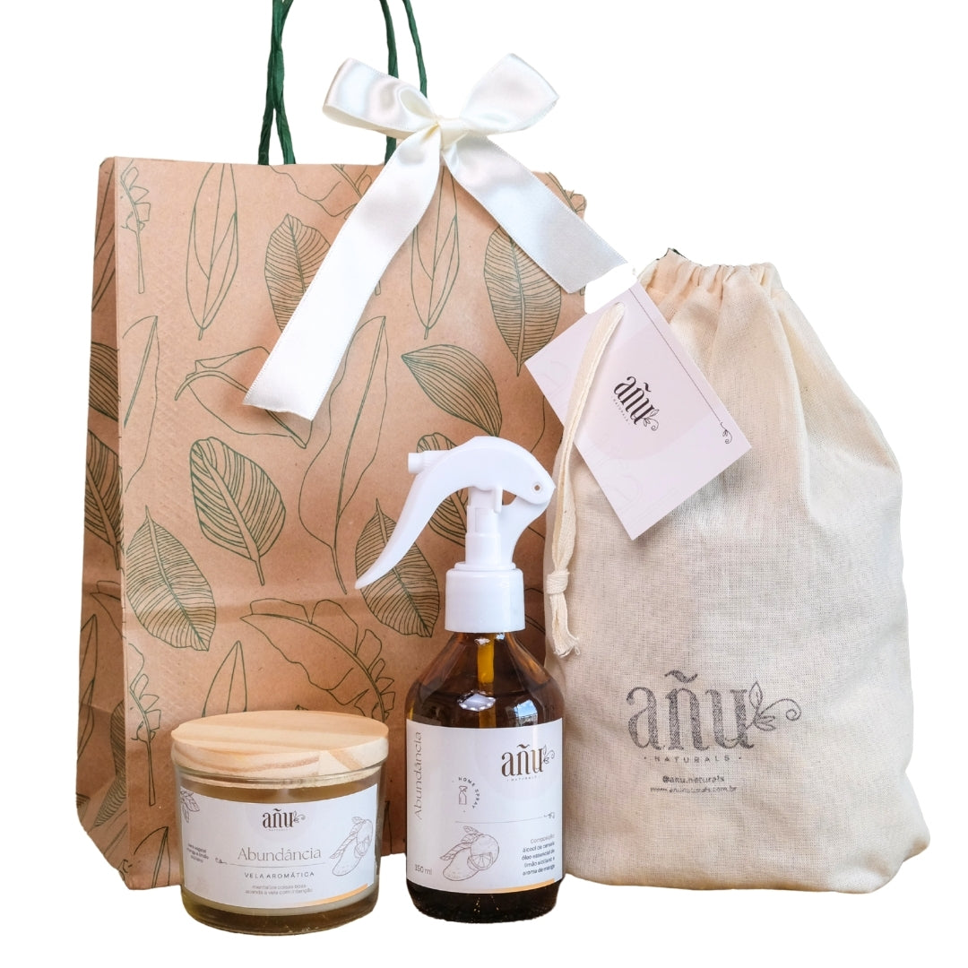 Presente Añu Abundância - Home Spray + Vela Aromática (Manga com Limão Siciliano)